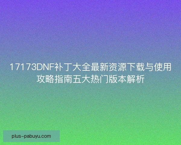 17173DNF补丁大全最新资源下载与使用攻略指南五大热门版本解析