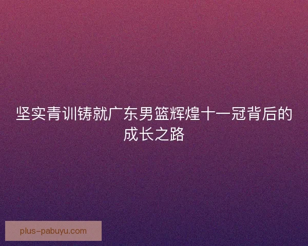 坚实青训铸就广东男篮辉煌十一冠背后的成长之路